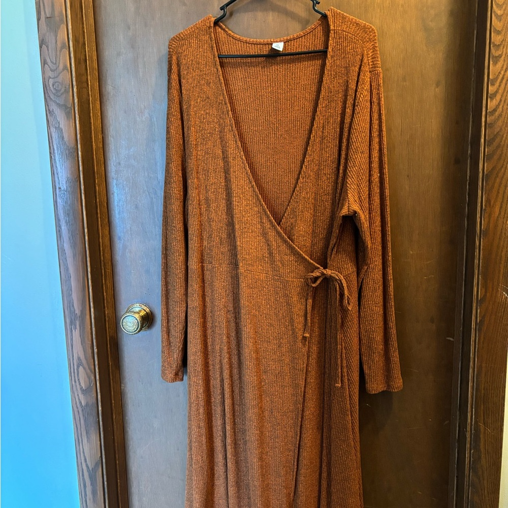 Rust Orange Wrap Dress